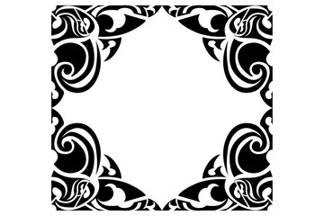 Frame border decorative ornament design with a black swirl theme