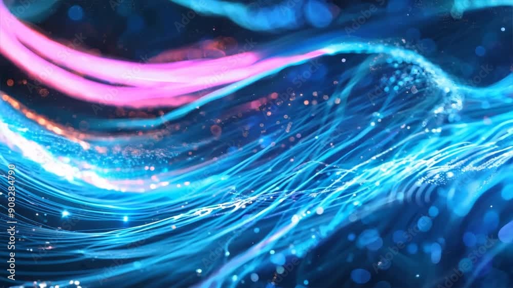 Poster dynamic background featuring swirling lines and data points