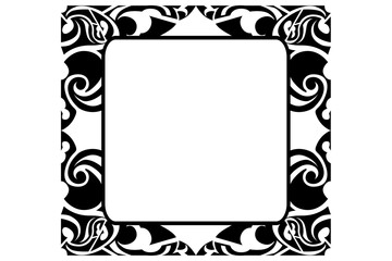 Frame border decorative ornament design with a black swirl theme