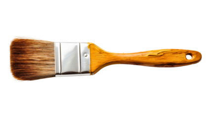 Wooden bristle brush isolated on transparent background. Home house wall painting, renovation and decoration service tool equipment, repair construction work, labor