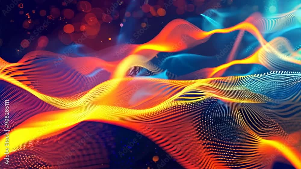 Poster dynamic background featuring swirling lines and data points