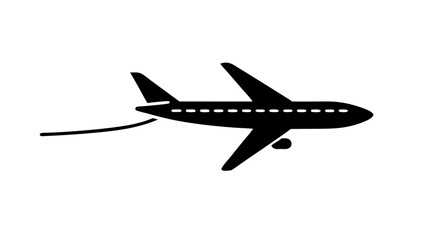 Airplane fly icon. Plane flying with line. stock illustration