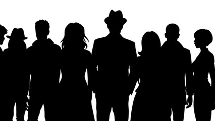 Incredibly Detailed People Silhouettes stock illustration