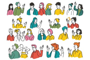 Fototapeta premium A group of individuals with distinct facial expressions and body language, conveying emotions and reactions