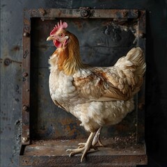 chicken isolated on metal background