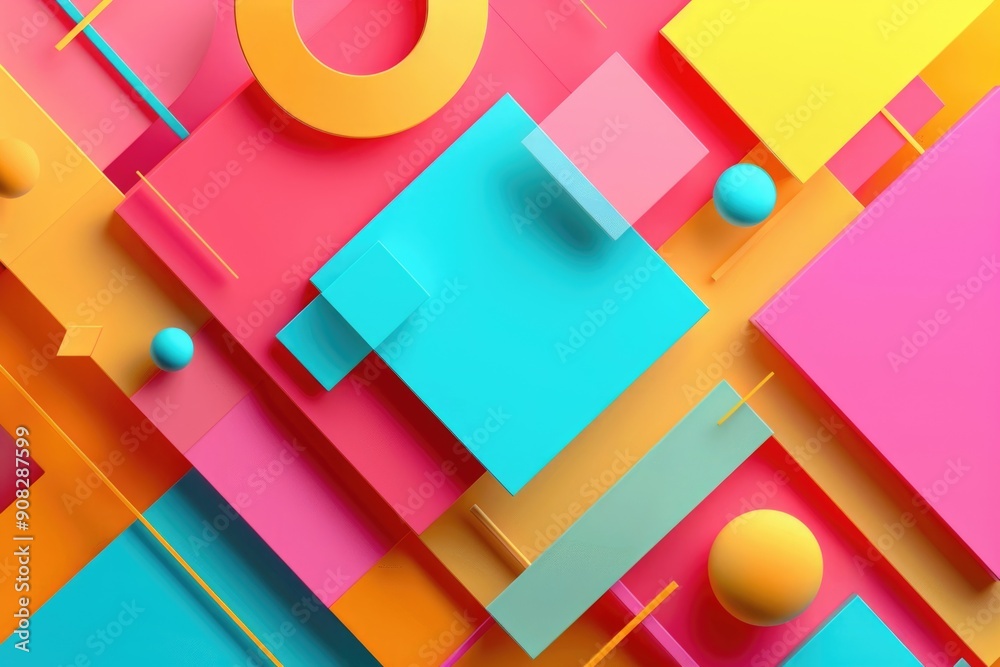 Poster abstract design with geometric shapes and bright colors