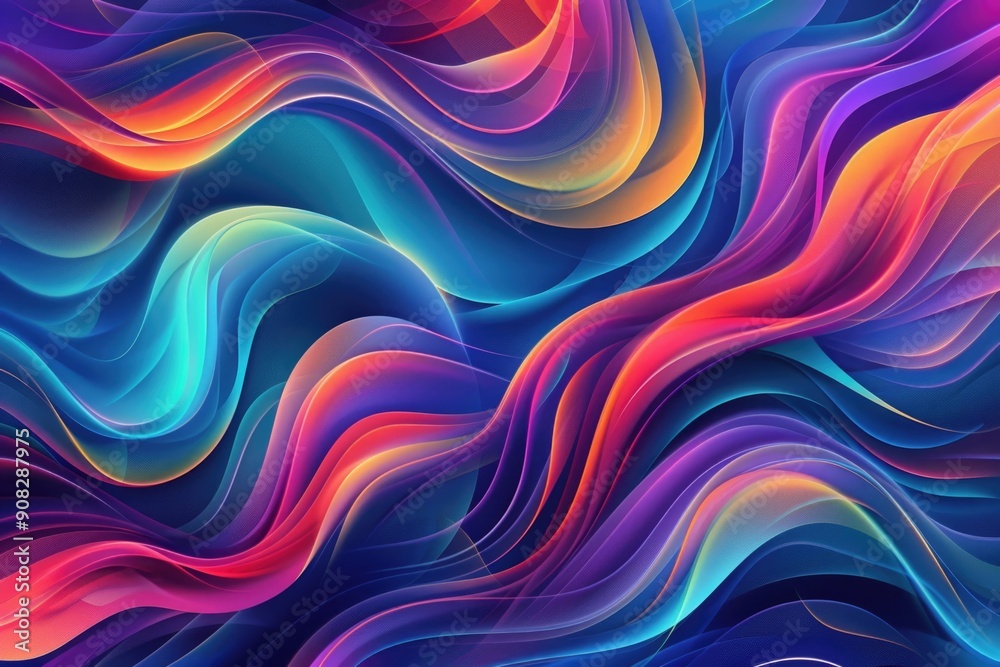 Poster A vibrant and dynamic abstract background featuring wavy lines and shapes, ideal for use in creative projects where a unique visual element is needed