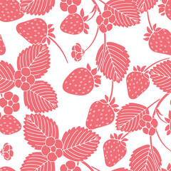 Seamless pattern of silhouette strawberry flower. It's a pattern that looks feminine. Pattern for fabric and wrapping paper, Pattern for design wallpaper and fashion prints.