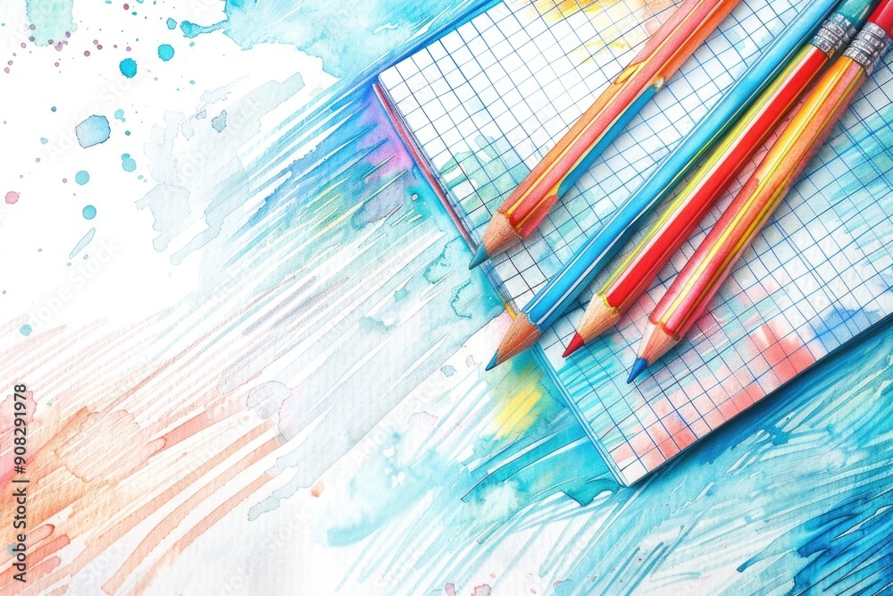 Poster a collection of colored pencils resting on top of a piece of paper, ready for creative use