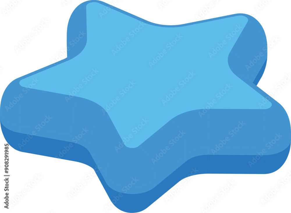 Poster blue star shape floating with soft edges in isometric view