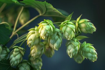 A detailed view of multiple green flowers