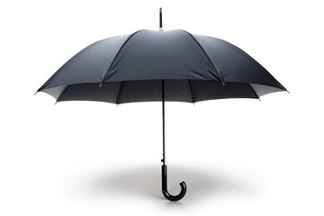 Black umbrella isolated on white. Use this image for designs related to rain, protection, or weather.