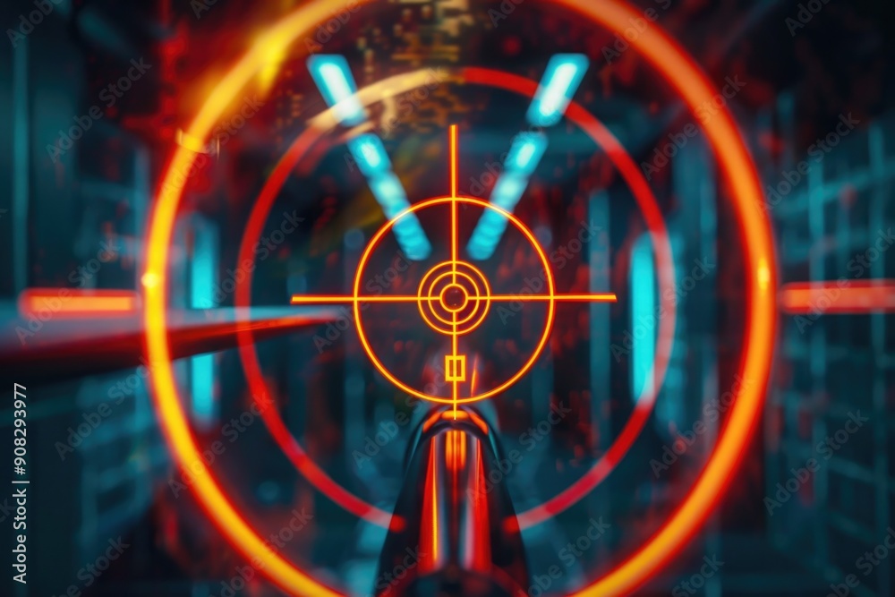 Aufkleber Detailed image of a red and yellow crosshair, suitable for use in presentations or graphics requiring a focus point