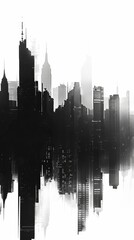 Fototapeta premium Foggy Urban Skyline with Skyscrapers 7