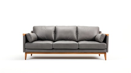 Naklejka premium Grey sofa isolated on a white background