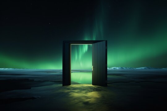 Mystical Door in Northern Lights 3 - Powered by Adobe
