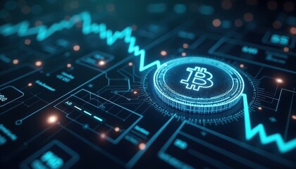 Bitcoin Cryptocurrency  - Digital Currency on a Futuristic Interface.