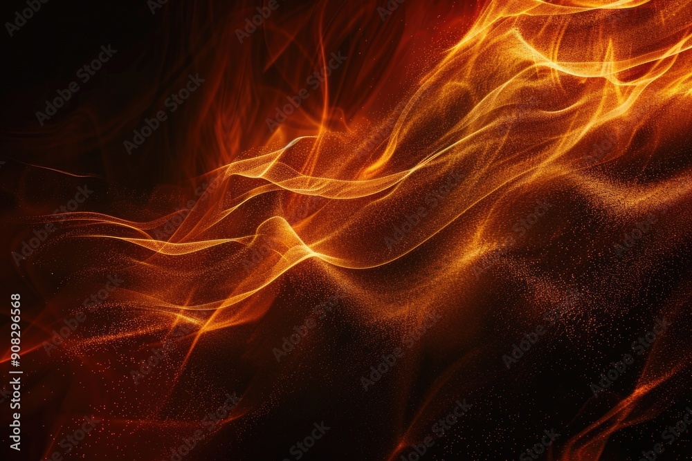 Poster flames burning brightly on a dark and mysterious background, great for use in scenes of danger or ex