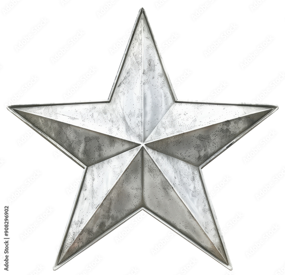 Canvas Prints silver metallic five-pointed star on transparent background. png file.