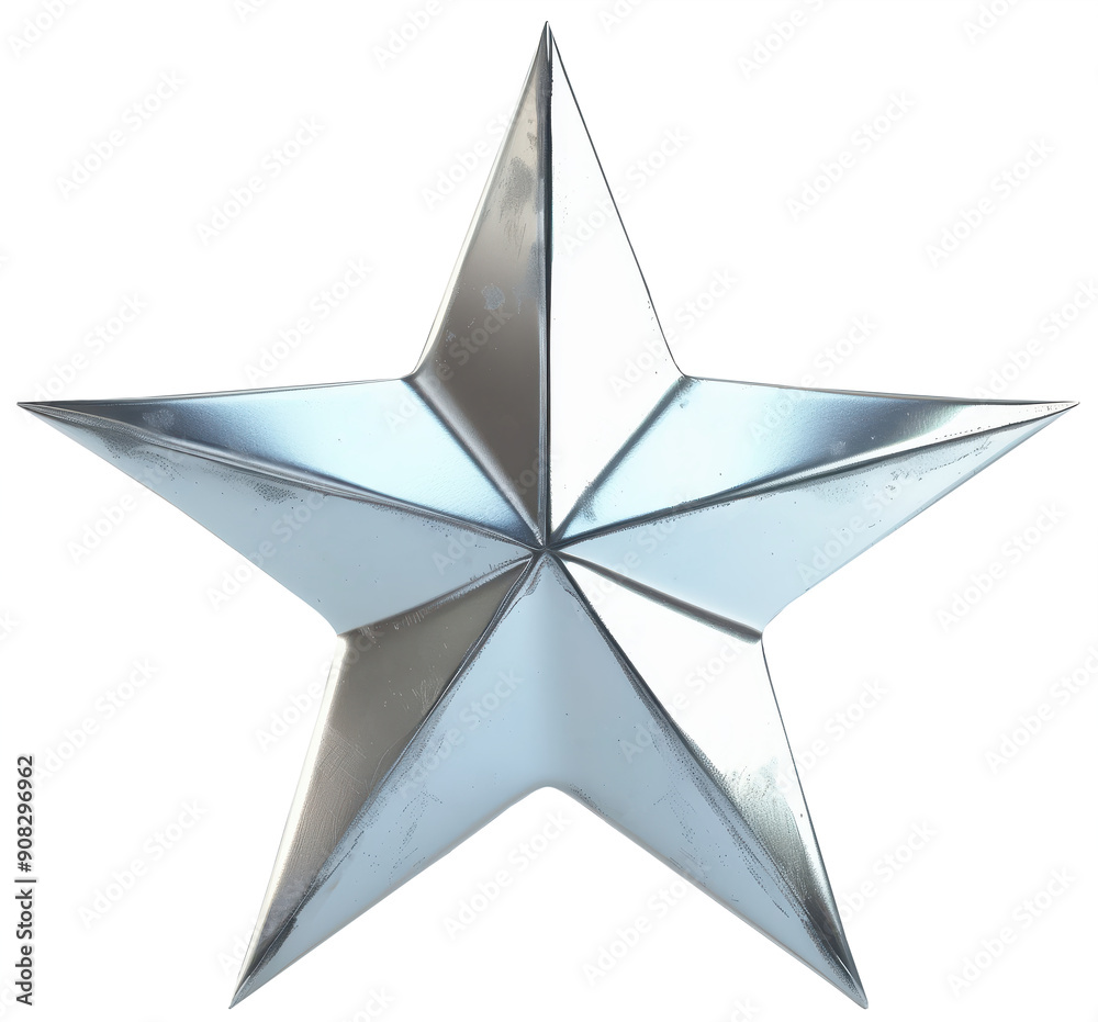 Canvas Prints silver metallic five-pointed star on transparent background. png file.