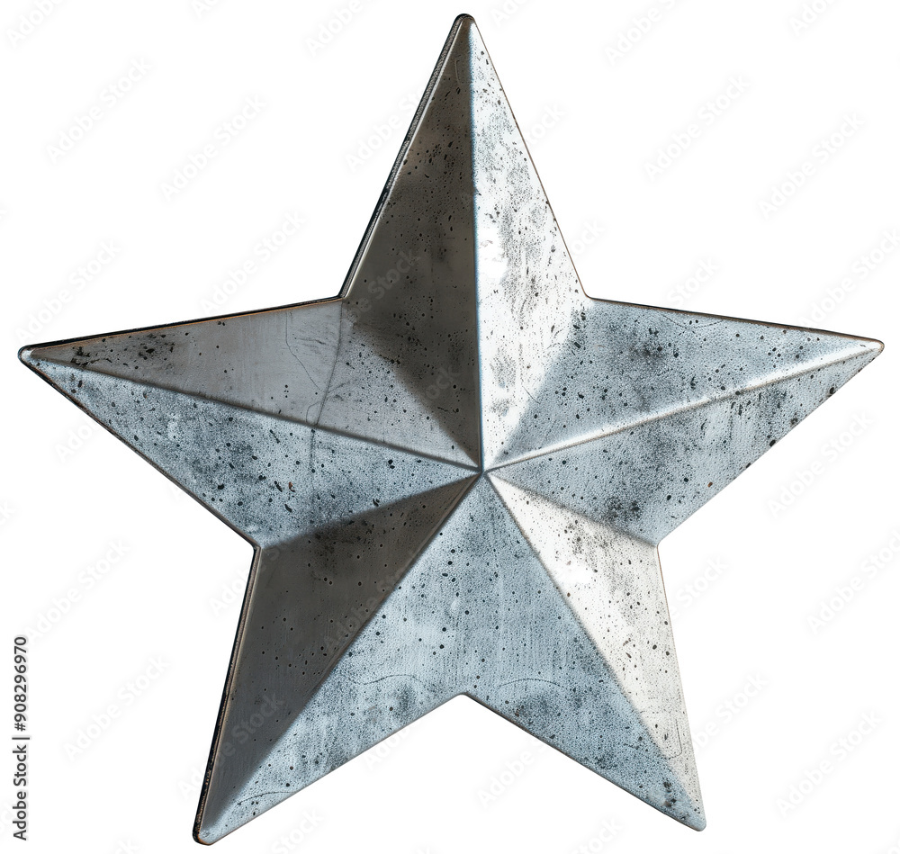Canvas Prints silver metallic five-pointed star on transparent background. png file.