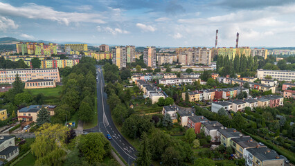 Aerial View of a Residential Neighborhood With Lush Parks and Modern Buildings in a City During Early Afternoon