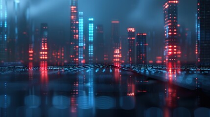 Futuristic Smart City with Safety Data Overlays on Urban Background