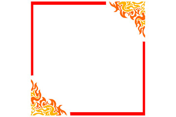 Frame or border decorative ornament design with a fire theme