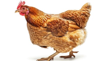 Fototapeta premium Brown laying hen farm isolated on white background