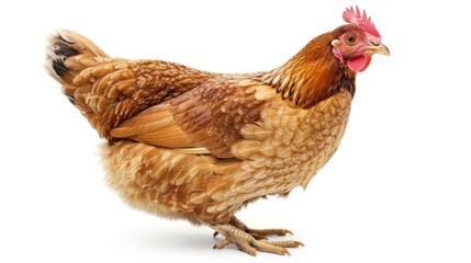 Brown laying hen farm isolated on white background