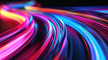 Vibrant Light Streaks with Copy Space - Dynamic Movement and Colorful Frequency for Design Concepts