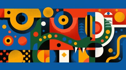 Fototapeta premium Colorful Geometric Snake Illustration 3