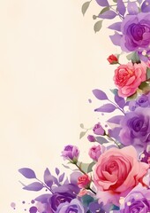 Fototapeta premium Free watercolor Rose blossom drawing white background