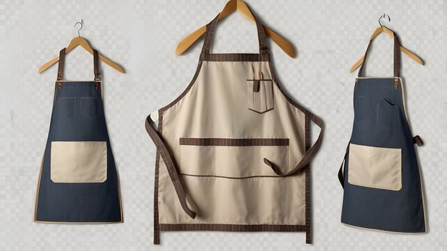 Set of stylish cooking aprons with front pocket for women
