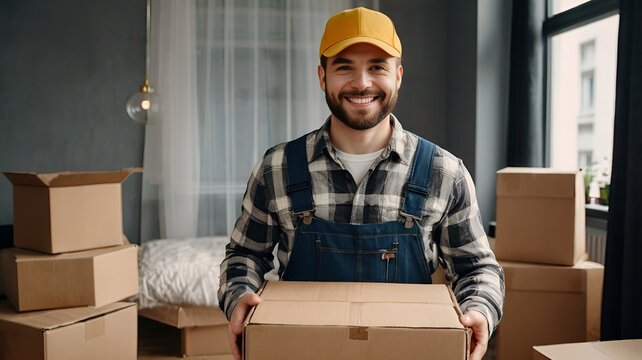 Workers from home removal service moving things to new