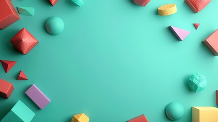 Vibrant Geometric Shapes on Turquoise Background for Modern Product Presentation