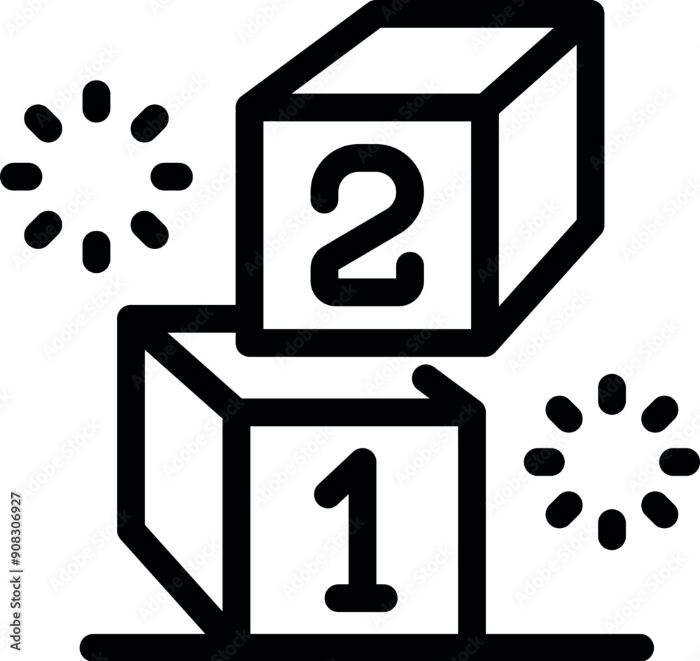 Poster two numbered blocks are balancing with the number two block falling down to the number one block