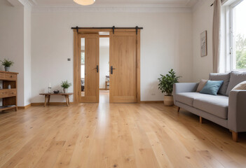 Modern living room with fireplace room with floor comfortable room empty room with wooden door
