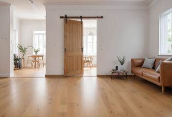 Modern living room with fireplace room with floor comfortable room empty room with wooden door
