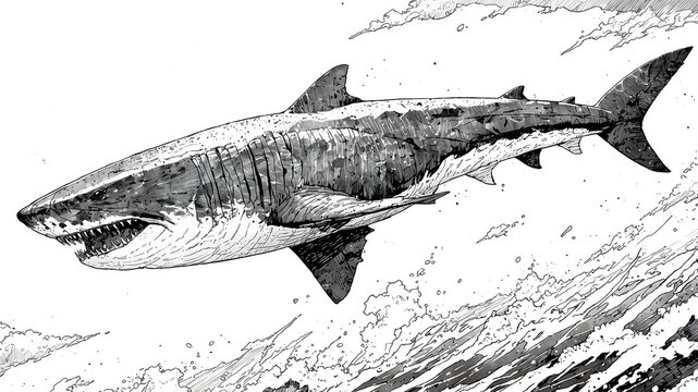 basking shark animal black and white
