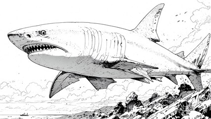 Fototapeta premium bonnethead shark black and white animal black and white