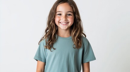 Fototapeta premium Smiling Girl in Green T-Shirt 2