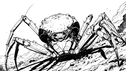 japanese spider crab animal black and white