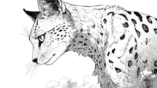 serval animal black and white