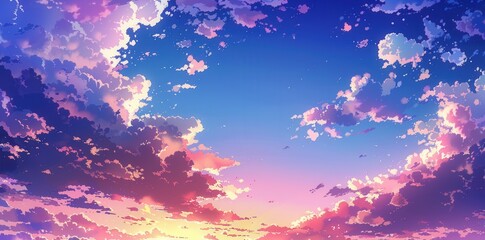 Serene Anime Sky Background. Tranquil landscape concept