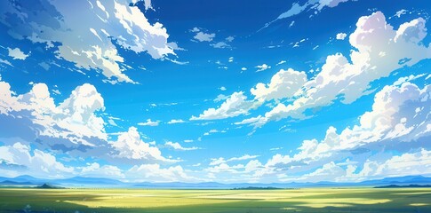 Serene Anime Sky. Peaceful and Scenic Concept