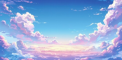 Serene Anime Sky. Peaceful and Dreamy Landscape Concept