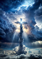 clouds over the sea, cloud, blue, nature, sun, weather, white, light, storm, cloudscape, heaven, sunset, air, day, cloudy, beautiful, dark, summer