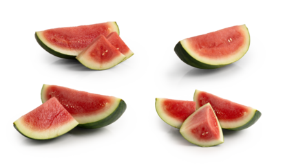 set of fresh sliced watermelon on transparent background.