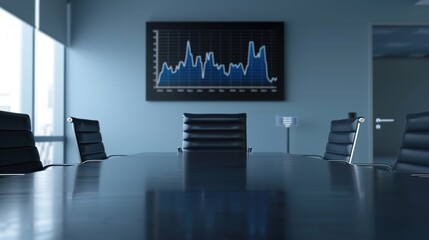 Futuristic Corporate Workspace with Dynamic Charts and Graphs Illustrating Business Strategy